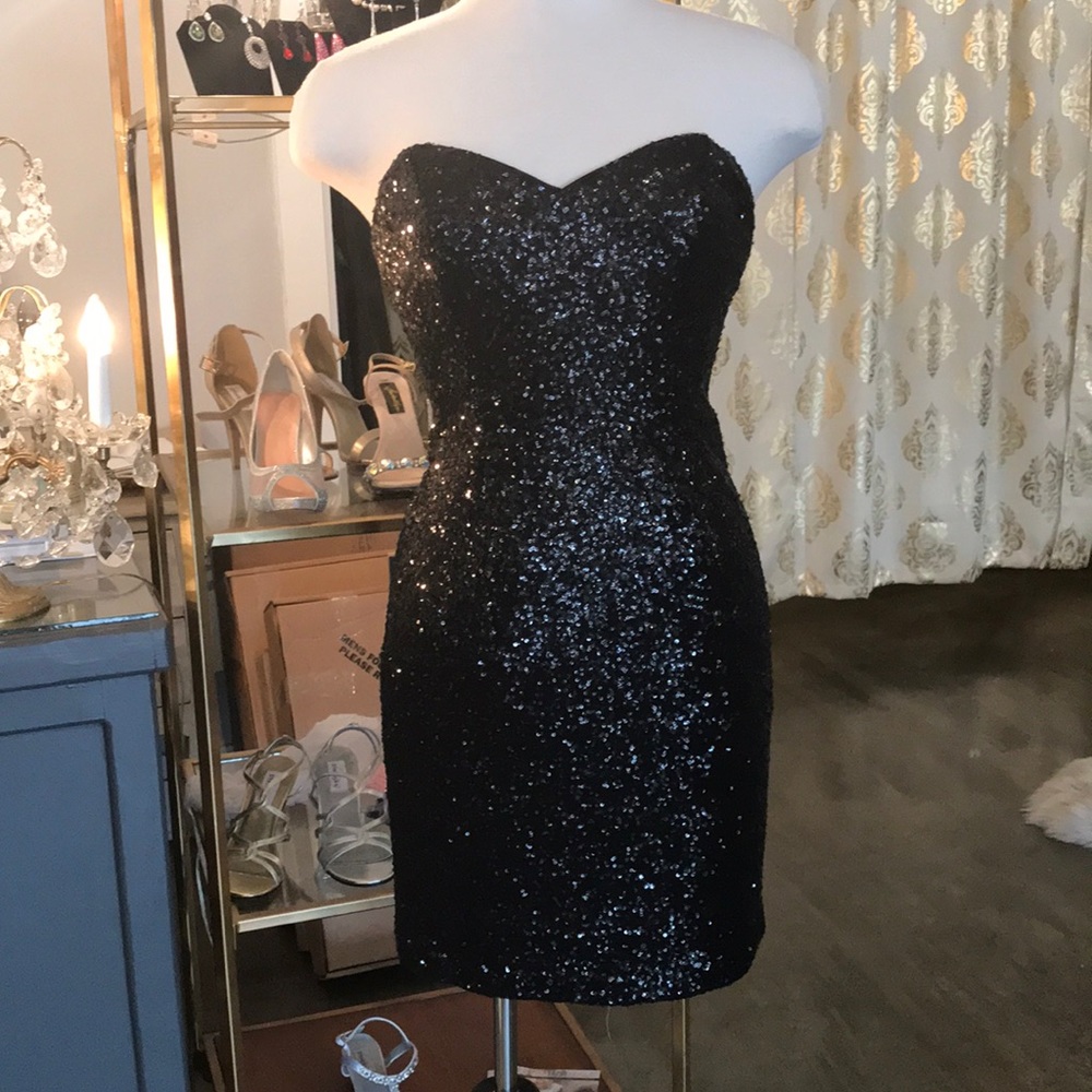Black sequin bodycon dress